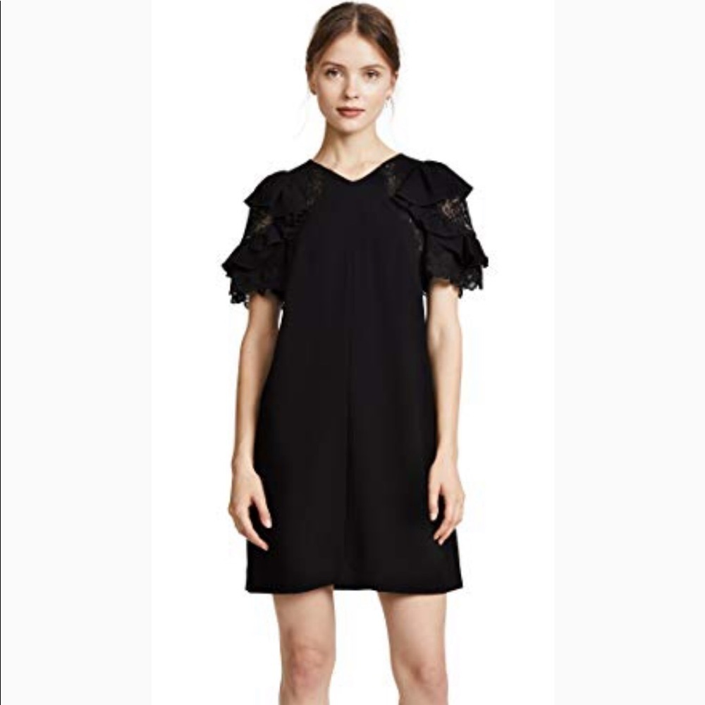 Rebecca Taylor Short Sleeve Crepe Lace Dress - Picture 2 of 8